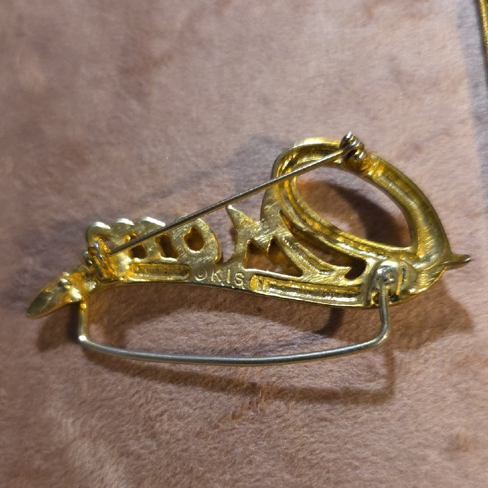 Vintage KIS Gold-toned 'Mom' Brooch Charm Holder. - Picture 3 of 4